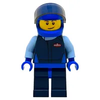 Race Driver, Dark Blue Torso, Dark Blue Legs, Blue Helmet, Bugatti