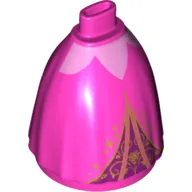 Minidoll Skirt Full with No Hips or Feet and Dark Purple Under Dress, Gold Decorations, Pink Top