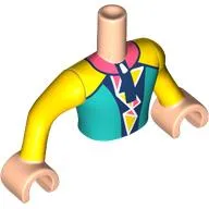 Minidoll Torso Man with Light Nougat Hands, Yellow/Dark Azure Wetsuit, Dark Blue Trim , Coral Collar print