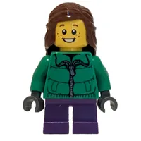 Girl, Green Jacket, Short Dark Purple Legs