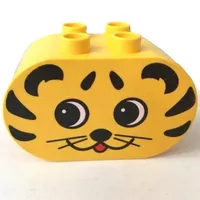 Duplo Brick 2 x 4 x 2 Rounded Ends with Tiger Face Print