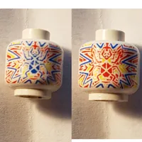 Minifig Head (No Face), Alpha Team Arctic Red, Blue, Yellow Ogel Orb Print [Blocked Open Stud]