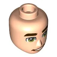 Minidoll Head Male Thick Dark Brown Eyebrows, Olive Green Eyes, Brown Lips