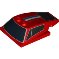 Wedge Curved 6 x 4 x 1 1/3 with 4 x 4 Base with Windows and Blue, White and Red Stripes Print