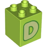 Duplo Brick 2 x 2 x 2 with 'D' Print