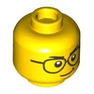 Minifig Head, Black Glasses, Smirk/Shocked print