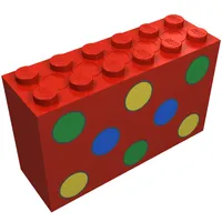 Brick 2 x 6 x 3 with Green, Yellow and Blue Dots Print