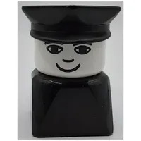 Duplo 2 x 2 x 2 Figure Brick Early, Police Hat Blue, Wide Smile Print