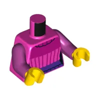 Torso Sweater with Magenta and Dark Purple Decoration Print, Magenta Arms, Yellow Hands