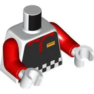 Torso, Black Racing Suit, Black/White Checkered, Red Collar print, Red Arms, White Hands