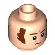 Minifig Head Imperial Officer, Brown Eyebrows and Long Sideburns, Frown and Furrowed Brow Print