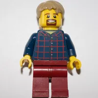 Dark Blue Torso, Dark Red Legs, Dark Tan Hair