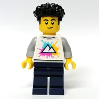 Man, White Shirt, Dark Blue Legs, Black Hair