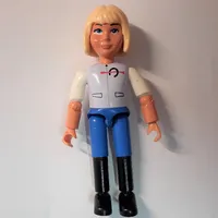 Belville Figure Articulated Elbows, Child, Female, Light Yellow Hair, Light Violet Top with White Sleeves, Blue Shorts, Black Boots (Horse Rider)