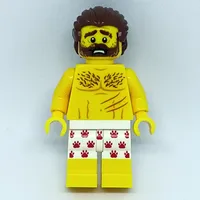 Man, White Underwear with Red Paw Prints, Beard