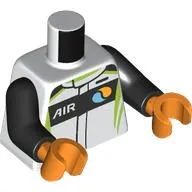Torso, Race Suit, Lime Trim, Black 'AIR' / Octan Logo print, Black Arms, Orange Hands