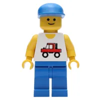 Man, White Vest with Truck, Blue Legs, Blue Cap (3626b Head)
