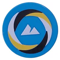 Tile Round 2 x 2 with Yellow/White/Black Swirl, White Mountains print