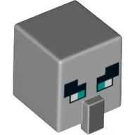 Minifig Head Special, Cube with Nose and Villager Face with Wide Blue Eyes Print