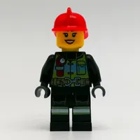 Fire Fighter - Black Torso, Black Legs, Red Helmet, Female