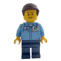 Man, Medium Blue Shirt with Octan Logo, Dark Blue Legs, Dark Brown Hair