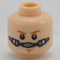 Minifig Head Obi-Wan Kenobi, Dark Orange Eyebrows, Chin Dimple Determined / Breathing Apparatus Print