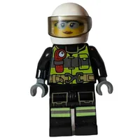 Firefighter, Black Torso, Black Legs, White Helmet