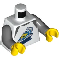 Torso Shirt, Classic Space Ship Print, Dark Bluish Gray Arms, Yellow Hands