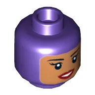 Minifig Head Batgirl, Balaclava with Medium Nougat Face, Beauty Mark, Smile /﻿ Annoyed Print