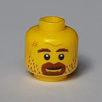Minifig Head, Reddish Brown Eyebrows, Goatee and Stubble Print
