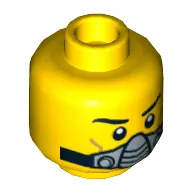 Minifig Head Jack Fireblade, Dual Sided, Eyebrows, Cheek Lines, Smile / Breathing Apparatus Print [Hollow Stud]