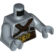 Torso, Rock Pattern, Dark Brown Straps, Belt, Gold Skull Belt Buckle print, Sand Blue Arms, Sand Blue Hands