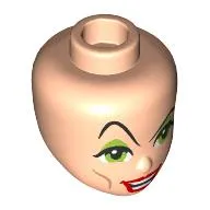 Minidoll Head, Thin Black Eyebrows, Raised, Lime Eyeshadow, Eyes, Red Lips, Mean
