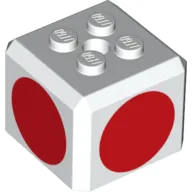 Brick Special Cube with 2 x 2 Studs on Top, and Red Circles Print