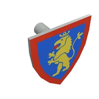 Shield Triangular with Lion Standing Yellow, and Blue Background Print