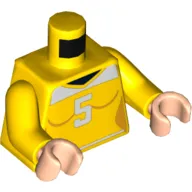 Torso Shirt with White '5' Print, Yellow Arms, Light Nougat Hands