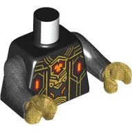 Torso, Gold Circuitry, Dark Red/Orange Symbol print, Pearl Dark Gray Arms, Pearl Gold Hands