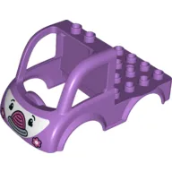 Duplo Car Body Truck 4 x 4 Flatbed with 2 Top Studs, Flower Headlights and Smile (Rosie The Ambulance) Print