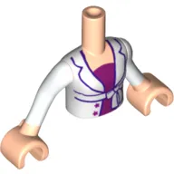Minidoll Torso Girl with White Jacket with Magenta Top Print, White Sleeves and Light Nougat Hands
