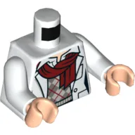 Torso Lab Coat with Dark Red Scarf and Argyle Sweater Print, White Arms, Light Nougat Hands