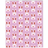 Duplo Blanket, Bright Pink with Rabbit Heads Print