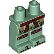 Hips and Sand Green Legs with Dark Red Sash Belt and Knee Wraps Print