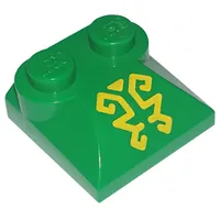 Brick Curved 2 x 2 x 2/3 Two Studs and Curved Slope End with Ornate Yellow Lines Print