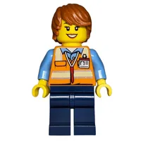 Ground Crew, Woman, Orange Safety Vest, Dark Orange Hair