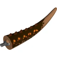 Animal Body Part, Dinosaur, Carnotaurus Tail, with Spikes and Pin, Dark Brown Stripes and Orange Spots Print