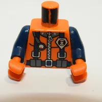 Torso Wetsuit with Straps, Gauge, and Rescue Coast Guard Logo Print, Dark Blue Arms, Orange Hands