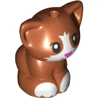 Animal, Cat, Kitten Sitting with Dark Pink Nose, White Face and Paws print