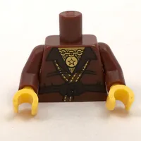 Torso Robe, Gold Chain / Gold Star on Back Print, Reddish Brown Arms, Yellow Hands