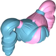 Hair Pigtails High Bouncy and Hole on Top with Bright Pink Left Side Print