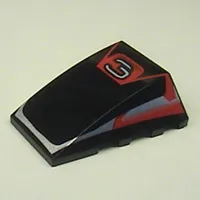 Wedge Curved 4 x 4 No Top Studs with '3' and Red / Silver Print